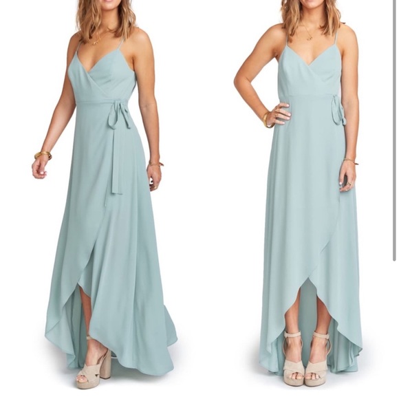 Show Me Your MuMu Dresses & Skirts - Show Me Your Mumu Mariah Wrap Maxi Dress Silver Sage Crisp